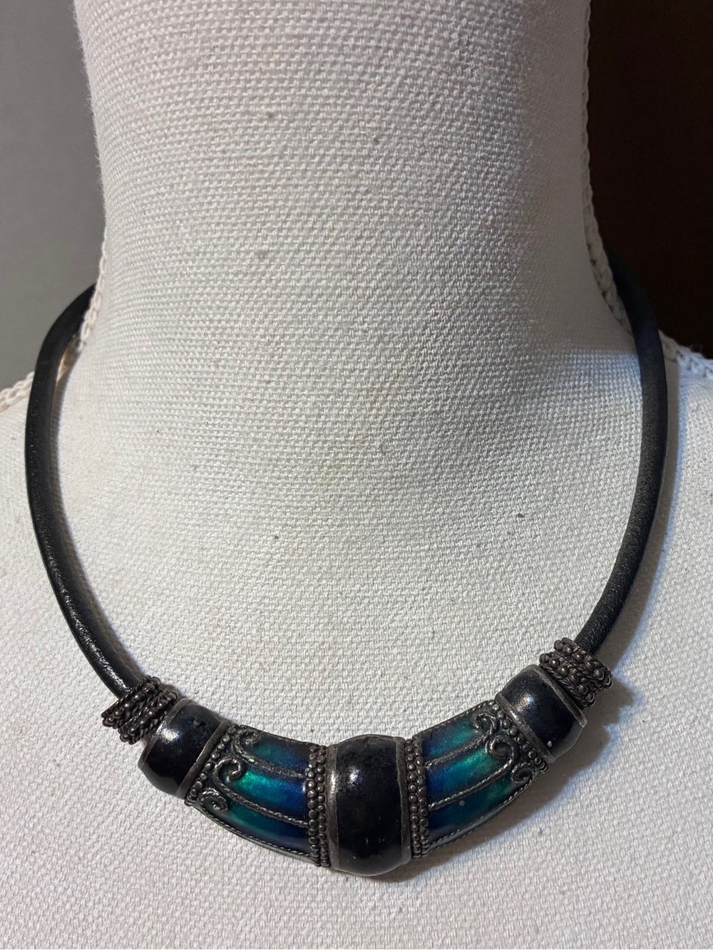 Chico's Black Necklace with Teal Accents